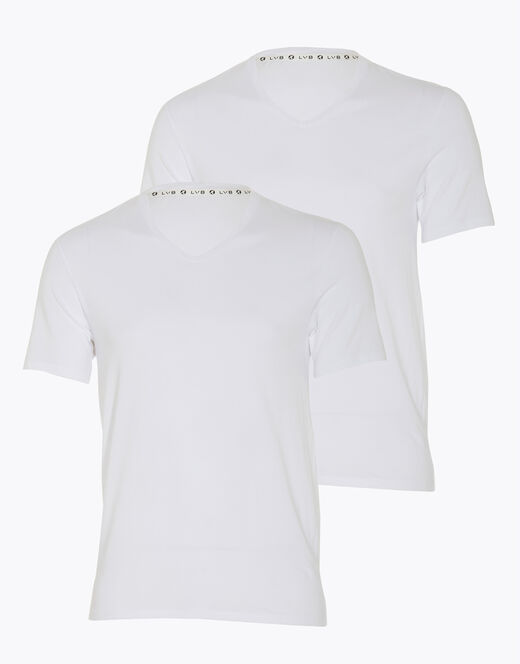 Lovable T-shirt girocollo uomo bipack in cotone biologico, bianco Outlet
