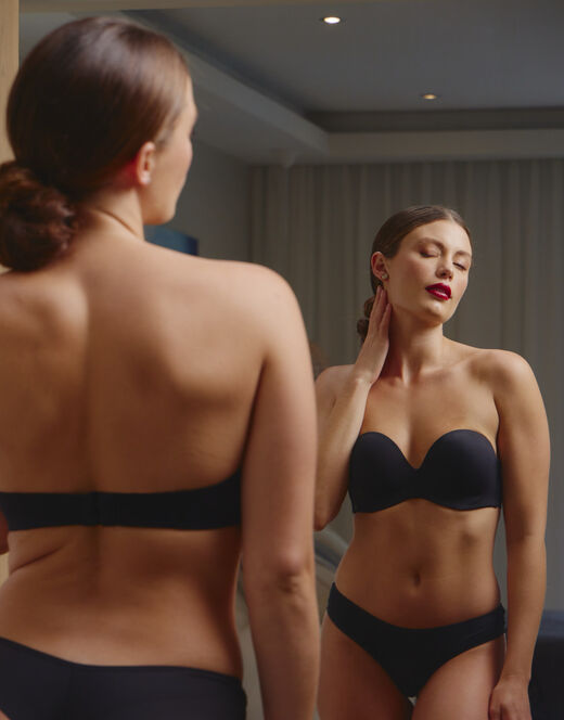Lovable Balconette imbottito strapless, nero In Vendita