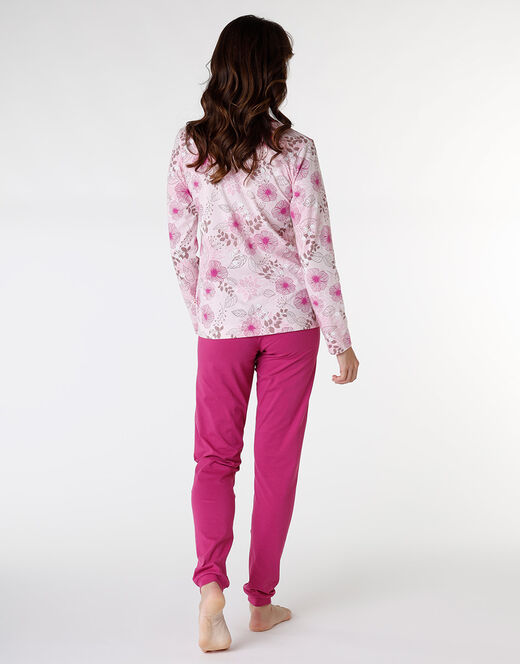 Lovable Pigiama lungo in jersey di cotone, rosa con stampa floreale Moda