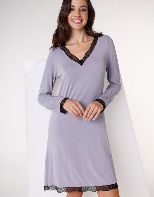 Lovable Camicia da notte in jersey di modal elasticizzato, tornado chiaro In Linea