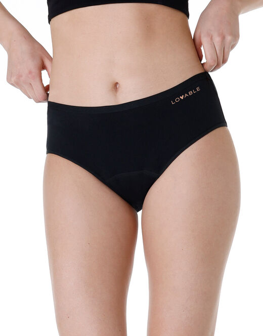 Lovable Slip midi assorbente lavabile in cotone elasticizzato, nero Negozi Online
