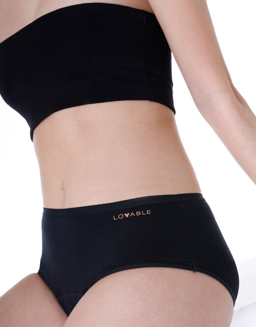 Lovable Slip midi assorbente lavabile in cotone elasticizzato, nero Negozi Online