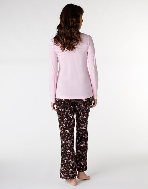 Lovable Pigiama lungo in jersey modal e viscosa, rosa con stampa floreale Fino Al -60%