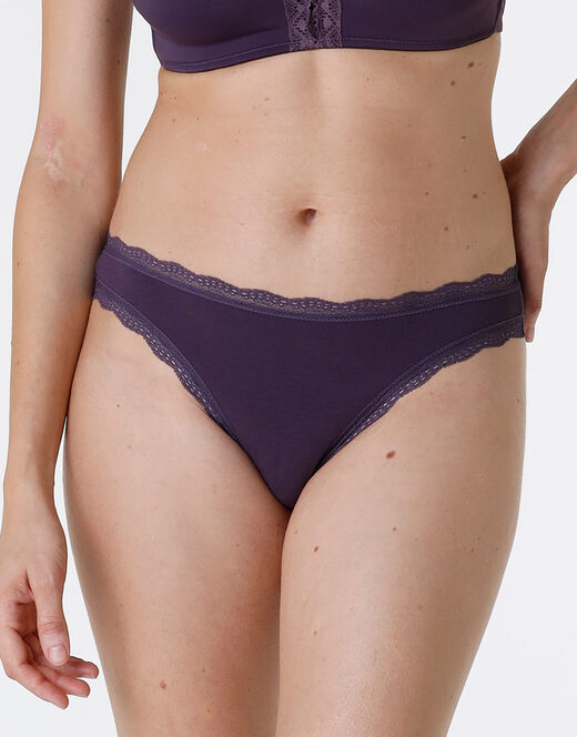 Lovable Slip Lovable Panties in cotone e pizzo elasticizzati, tornado scuro Economico