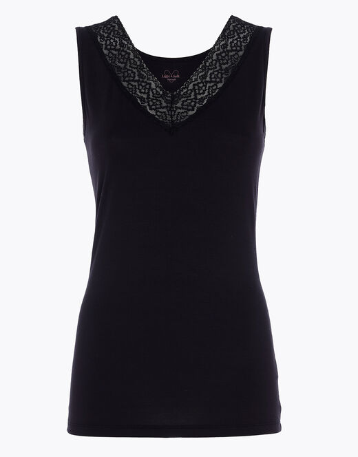 Lovable Canotta Donna Warm & Soft in Viscosa Spalla Larga con Pizzo, nera Offerte
