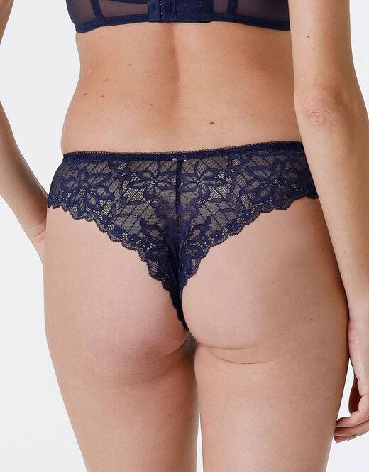 Lovable Brasiliano Striped Lace in pizzo e microfibra, blu scuro Hotsell