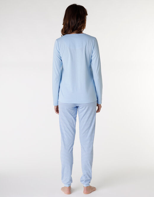 Lovable Pigiama lungo in jersey di cotone, azzurro In Saldo