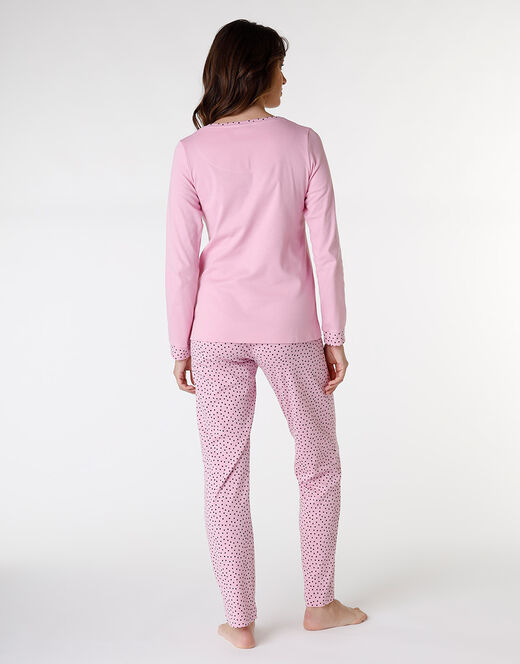 Lovable Pigiama lungo in jersey di cotone, rosa con motivi e stampa Shopping Online