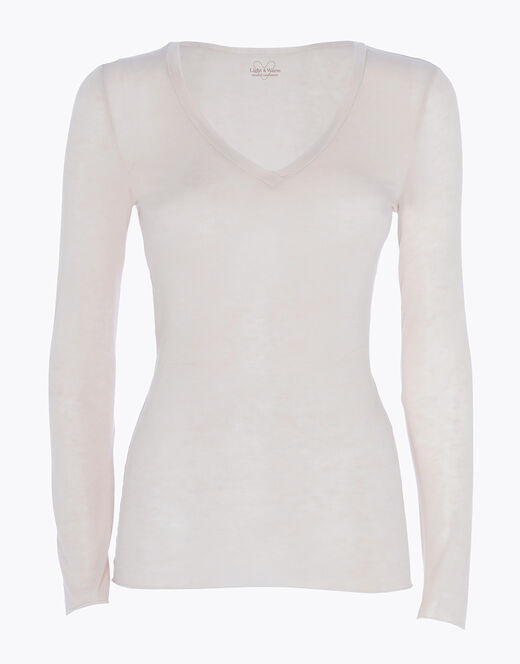 Lovable Maglia a manica lunga con scollo a V in modal e cashmere, sabbia Promozione Limitata