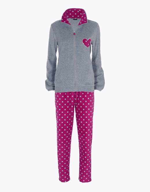 Lovable Homewear aperto in pelliccetta jacquard e micropile, rosa e grigio Affare Del Giorno