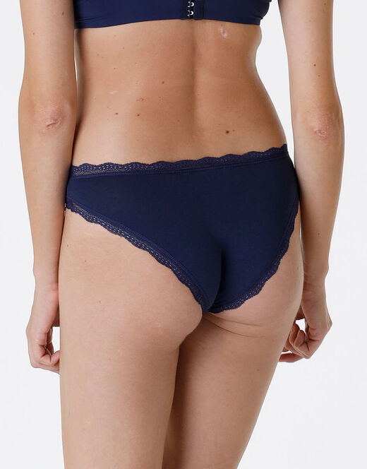 Lovable Slip Lovable Panties in cotone e pizzo elasticizzati, blu scuro Prezzo Ridotto