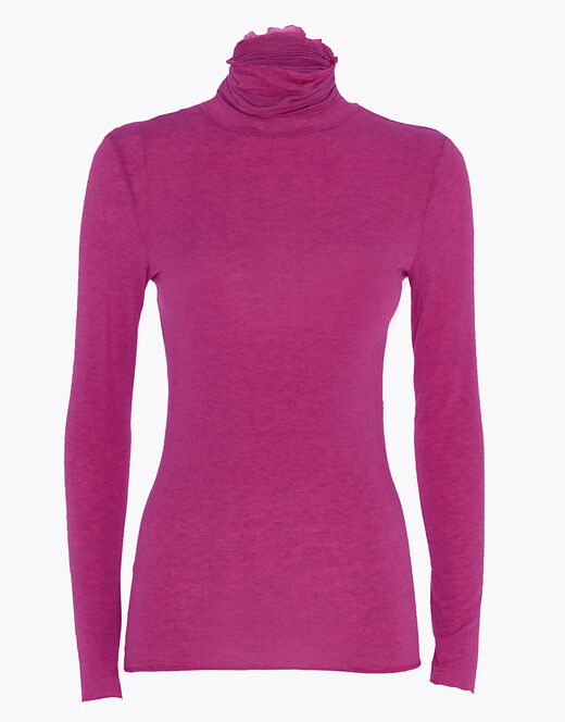 Lovable Maglia a collo alto e manica lunga in modal e cashmere, rosa sorbetto Vendita