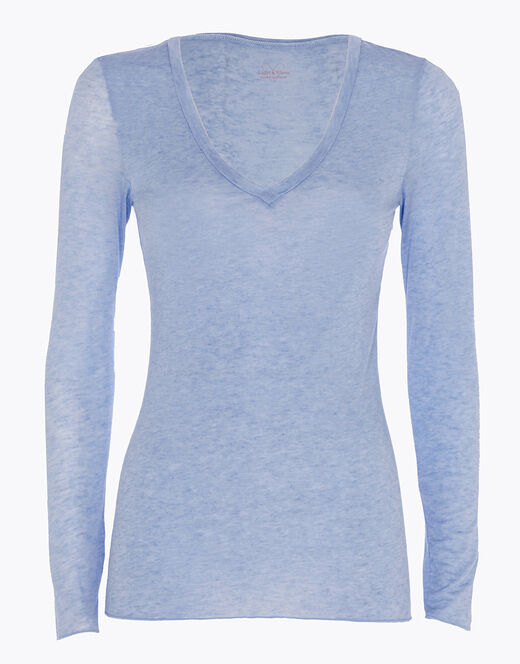 Lovable Maglia a manica lunga con scollo a V in modal e cashmere, ortensia Spedizione Gratuita