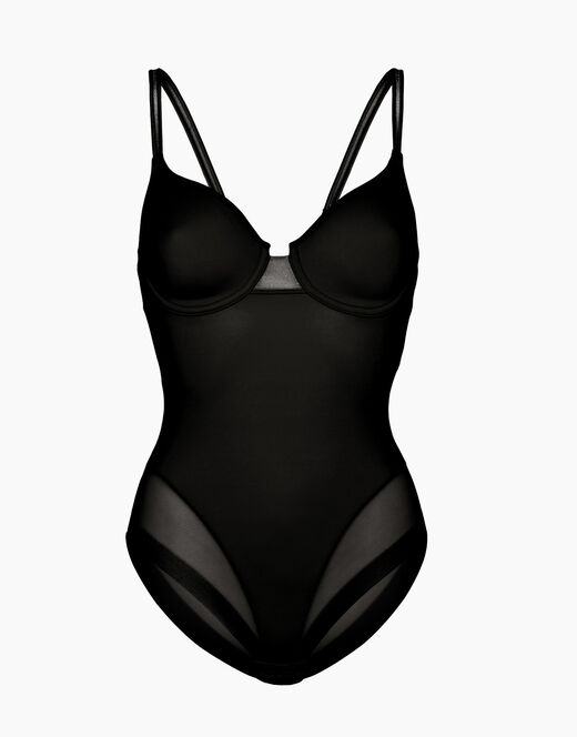 Lovable Body contenitivo con ferretto in microfibra e tulle Millenium Equilibre, nero Negozi Online
