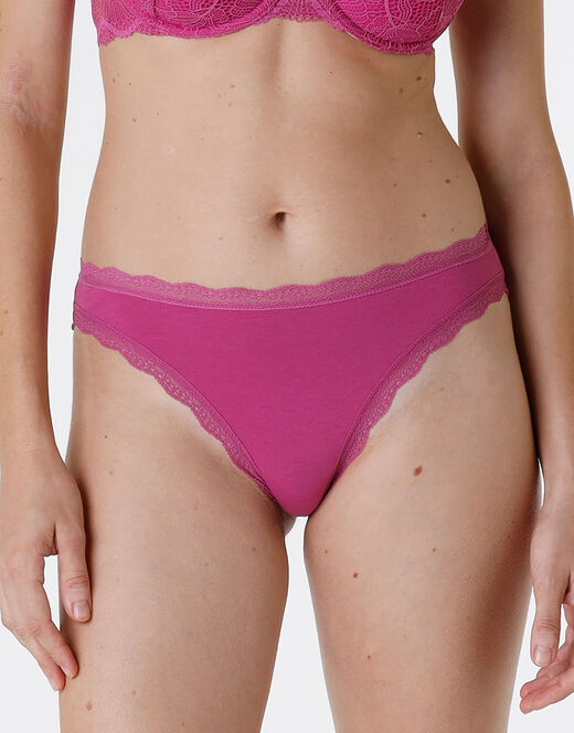 Lovable Slip Lovable Panties in cotone e pizzo elasticizzati, rosa sorbetto Fino Al -60%