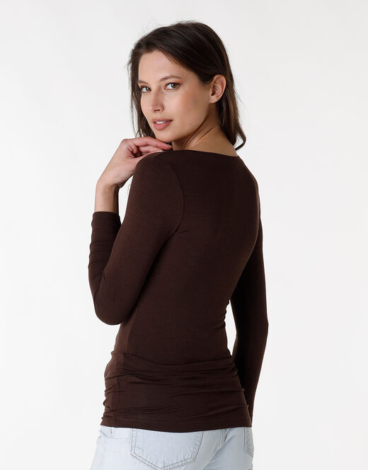 Lovable Maglia con manica a 3/4 effetto thermal Basic Soul, caffè Convenienza
