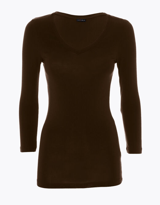Lovable Maglia con manica a 3/4 effetto thermal Basic Soul, caffè Convenienza