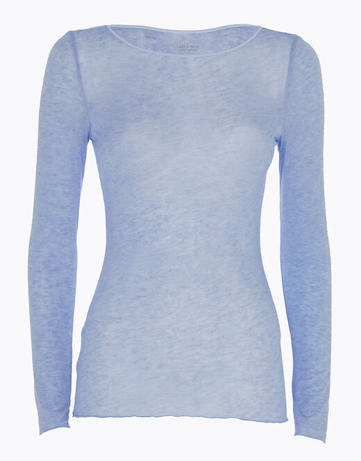 Lovable Maglia con scollo a barchetta e manica lunga in modal e cashmere, ortensia Novità