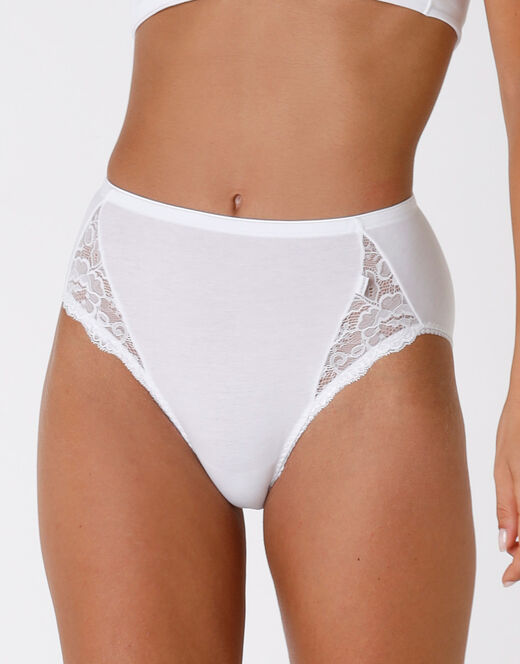 Lovable Slip midi Lovely Charme bianco in cotone elasticizzato con pizzo Promozione