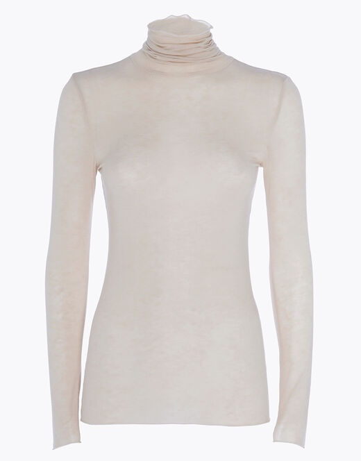 Lovable Maglia a collo alto e manica lunga in modal e cashmere, sabbia Promozione Limitata