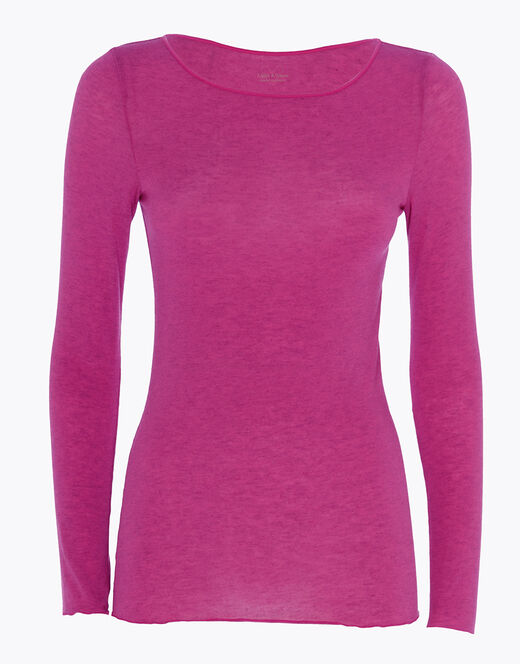 Lovable Maglia con scollo a barchetta e manica lunga in modal e cashmere, rosa sorbetto Offerta