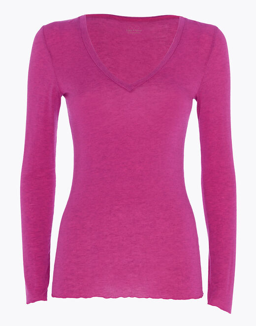 Lovable Maglia a manica lunga con scollo a V in modal e cashmere, rosa sorbetto Outlet