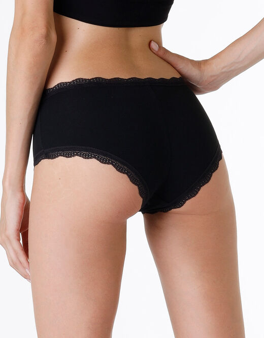 Lovable Shorty lovely in cotone elasticizzato e pizzo, nero Sconto