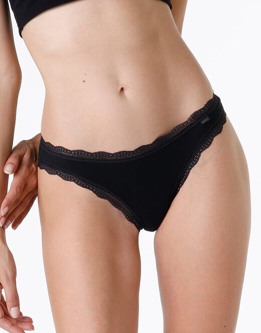 Lovable Slip Mini Lovely in cotone elasticizzato e pizzo, nero Offerte speciali