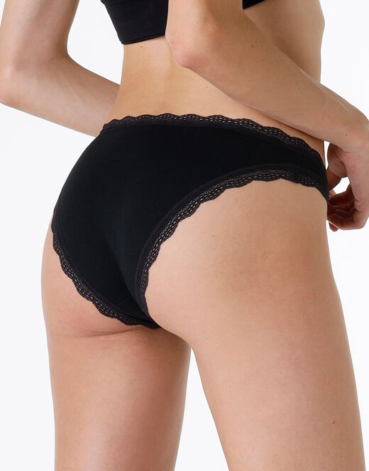 Lovable Slip Mini Lovely in cotone elasticizzato e pizzo, nero Offerte speciali