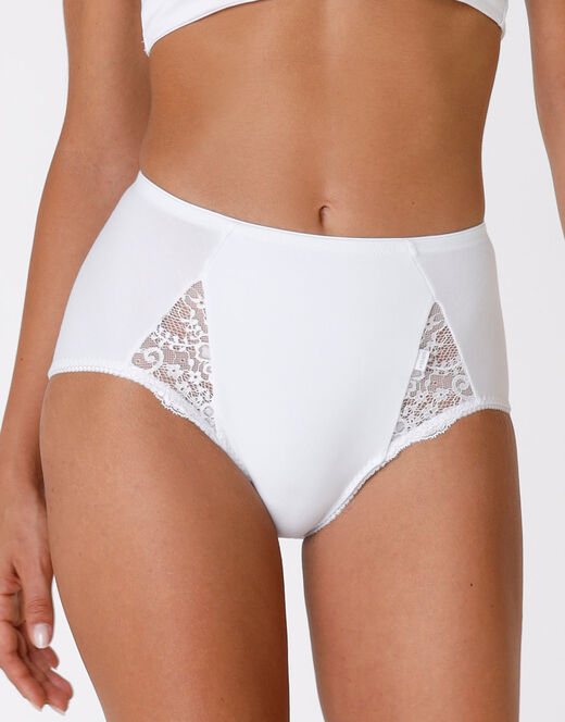 Lovable Slip maxi contenitivo Lovely Charme, bianco in cotone elasticizzato con pizzo Vendita