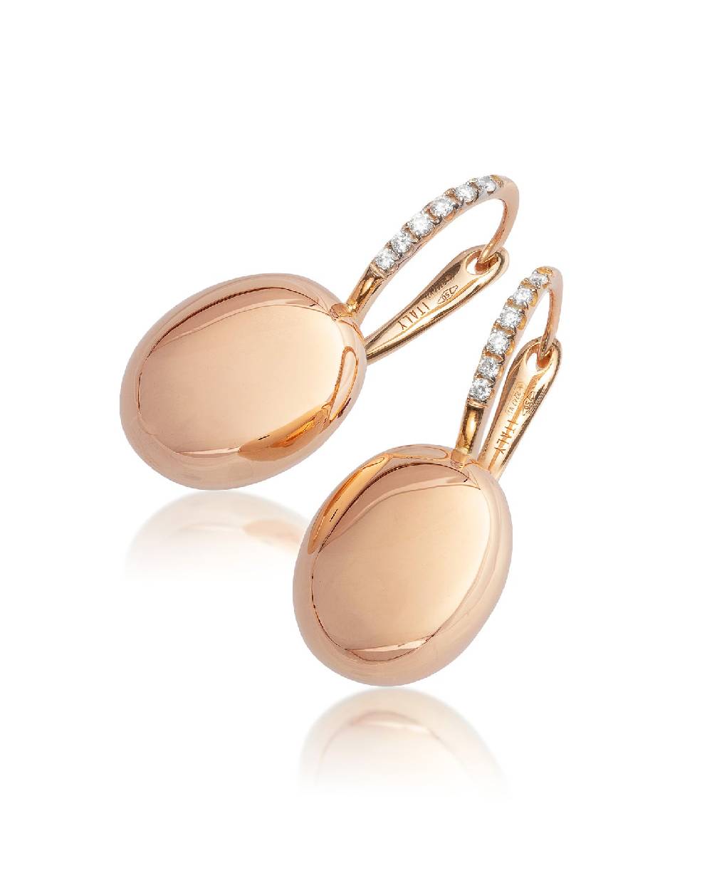 Nanis Orecchini "CILIEGINE" con boules in oro rosa e dettagli di diamanti (m – Nanis Italian Jewels Prezzo Ridotto