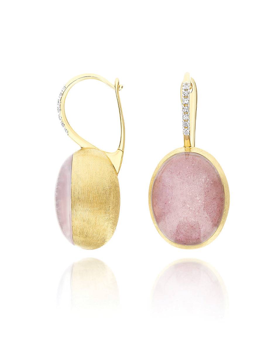 Nanis Orecchini Ciliegine Rosolio "Boules" in oro inciso, diamanti, cristall – Nanis Italian Jewels Novità