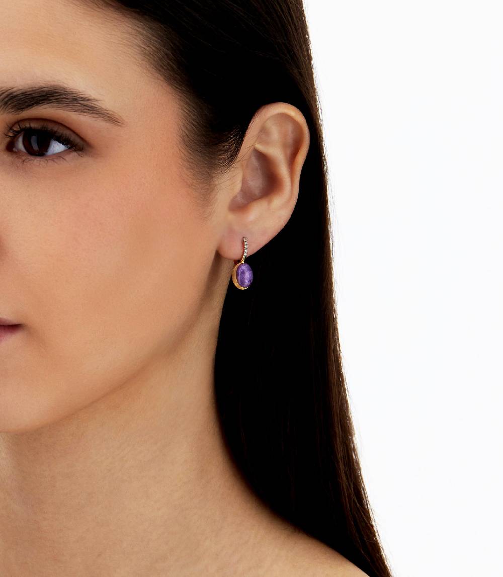Nanis Orecchini Ciliegine Violetta "Boules" in oro inciso, diamanti, lepidol – Nanis Italian Jewels Saldi