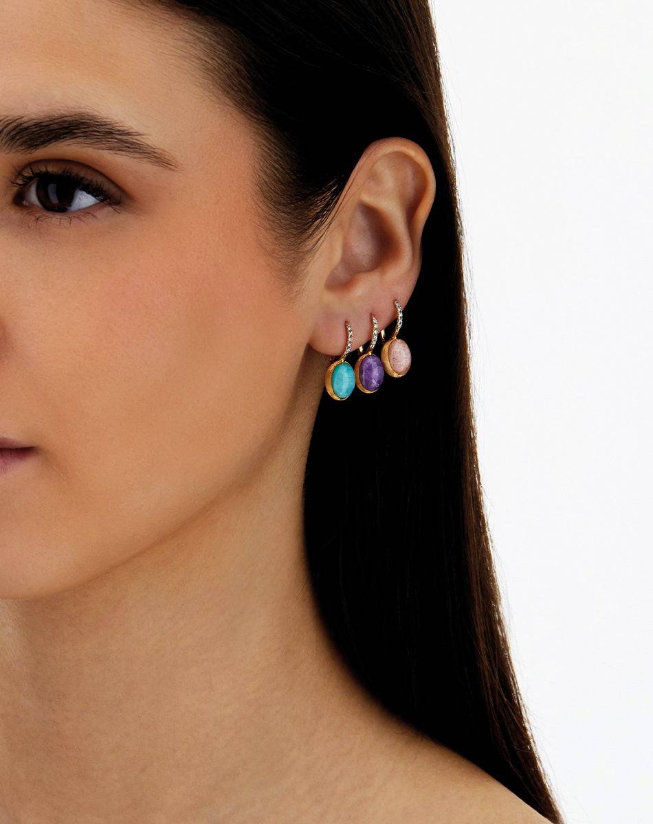 Nanis Orecchini Ciliegine Violetta "Boules" in oro inciso, diamanti, lepidol – Nanis Italian Jewels Saldi
