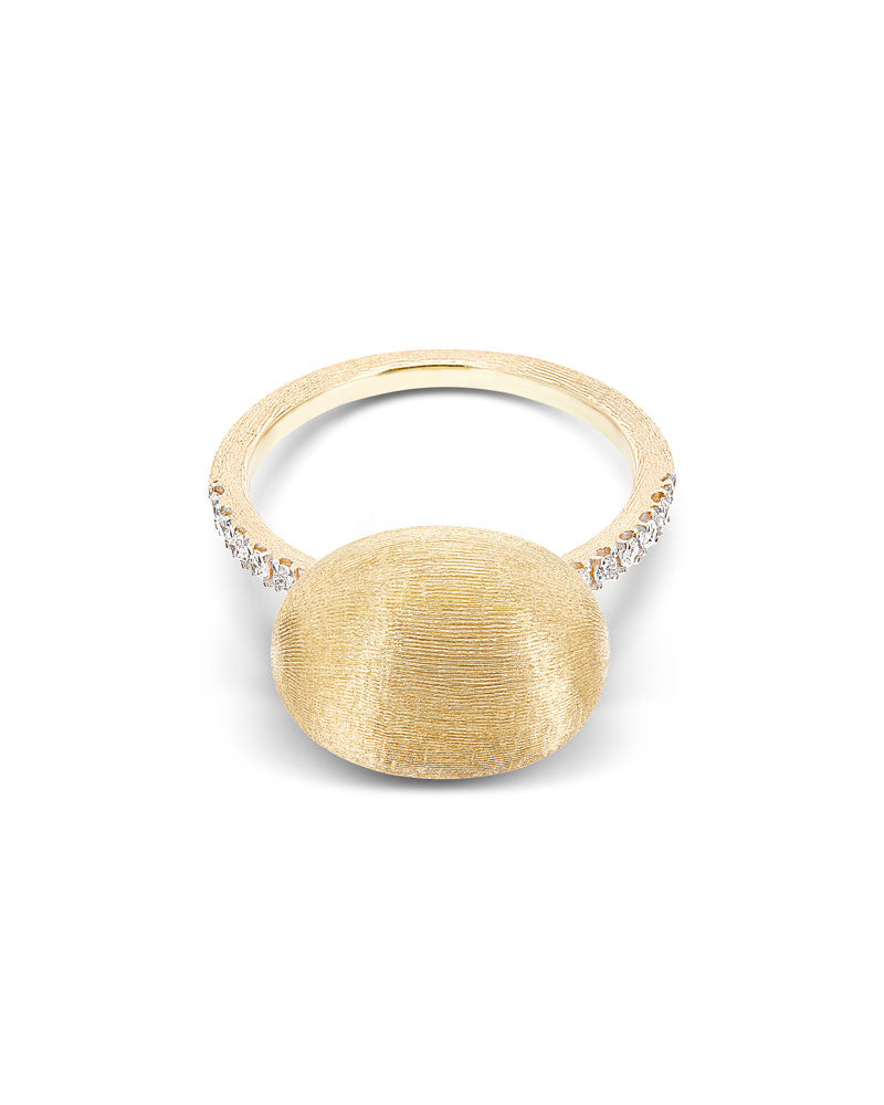 Nanis Anello "DANCING ÉLITE" con boule in oro incisa a mano e pavé di diaman – Nanis Italian Jewels Nuovo