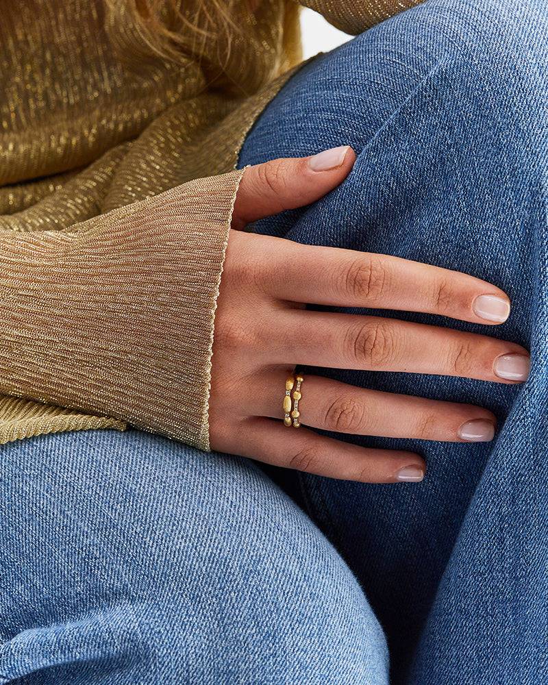 Nanis Anello "DANCING ÉLITE" a doppia fascia con boules irregolari in oro e – Nanis Italian Jewels Fino Al -60%