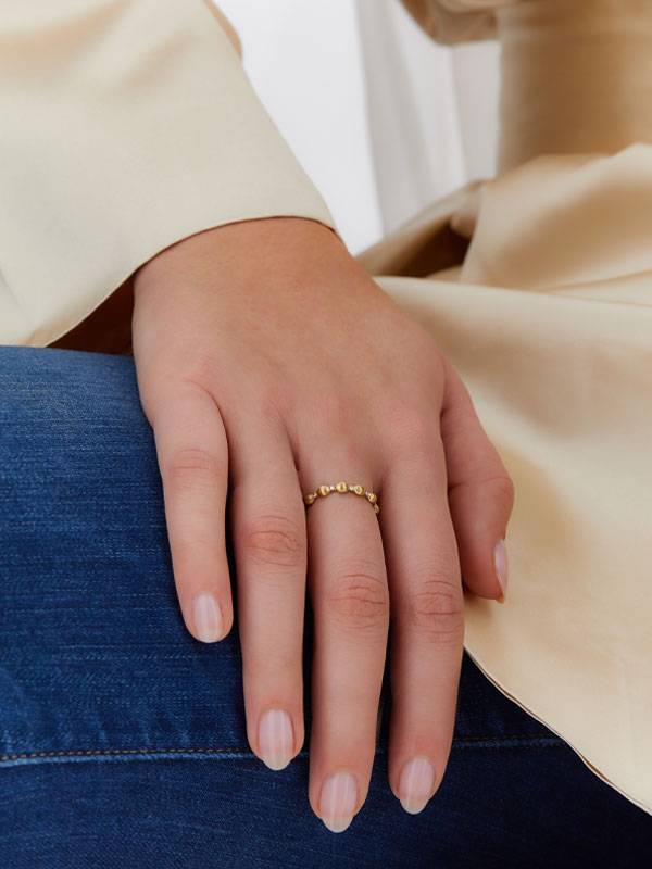 Nanis Anello "DANCING ÉLITE" con accenti di diamante e piccole boules in oro – Nanis Italian Jewels Prezzo Ridotto