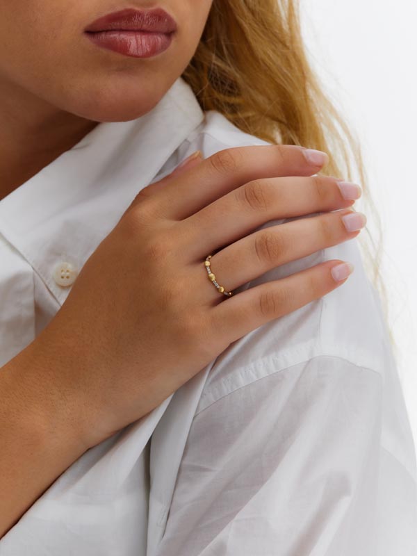 Nanis Anello "DANCING ÉLITE" con boules in oro e barrette di diamanti – Nanis Italian Jewels Sottocosto