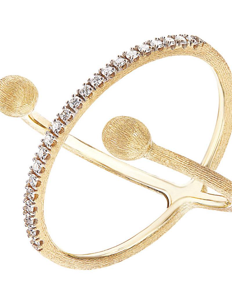 Nanis Anello ad incrocio "DANCING ÉLITE" con boules incise a mano in oro e d – Nanis Italian Jewels Presa