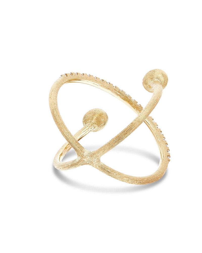 Nanis Anello ad incrocio "DANCING ÉLITE" con boules incise a mano in oro e d – Nanis Italian Jewels Presa