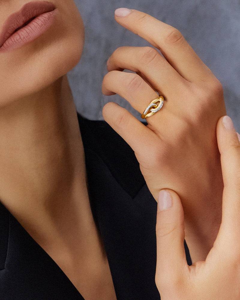 Nanis Anello "LIBERA" intrecciato in oro e diamanti – Nanis Italian Jewels Offerte