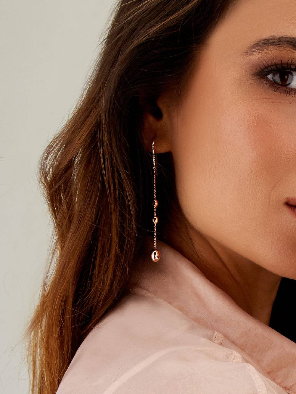 Nanis Orecchini "soffio" pendenti lunghi in oro rosa e diamanti – Nanis Italian Jewels Italia