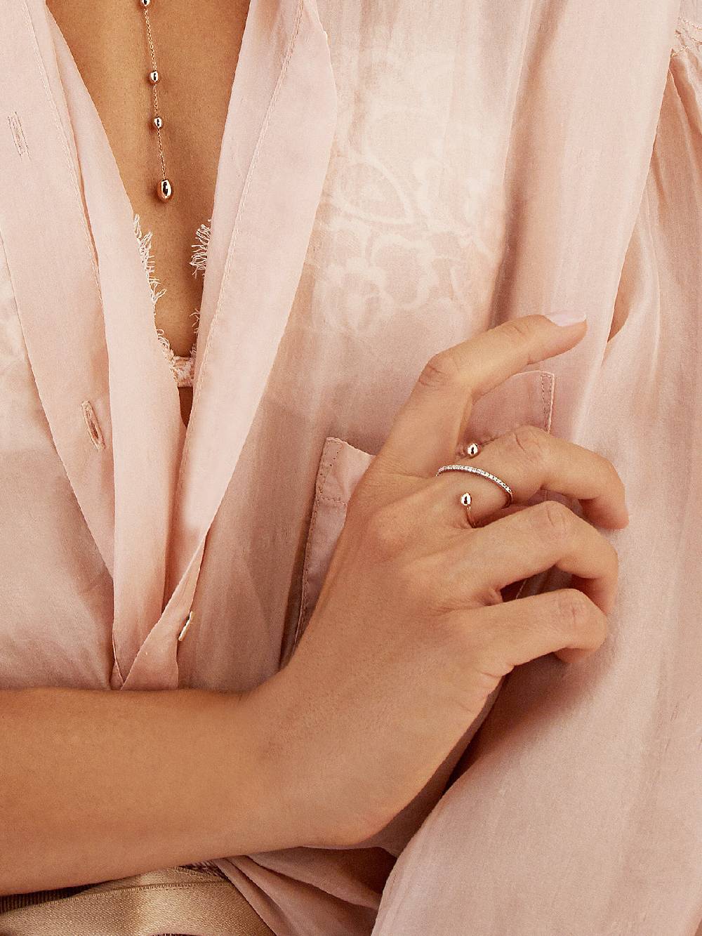 Nanis Anello ad incrocio "DANCING ÉLITE" con boules in oro rosa e diamanti ( – Nanis Italian Jewels 2025
