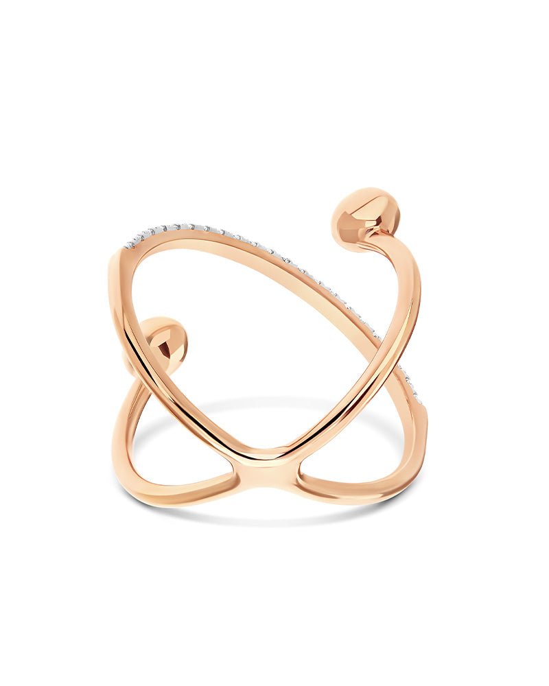 Nanis Anello ad incrocio "DANCING ÉLITE" con boules in oro rosa e diamanti ( – Nanis Italian Jewels 2025