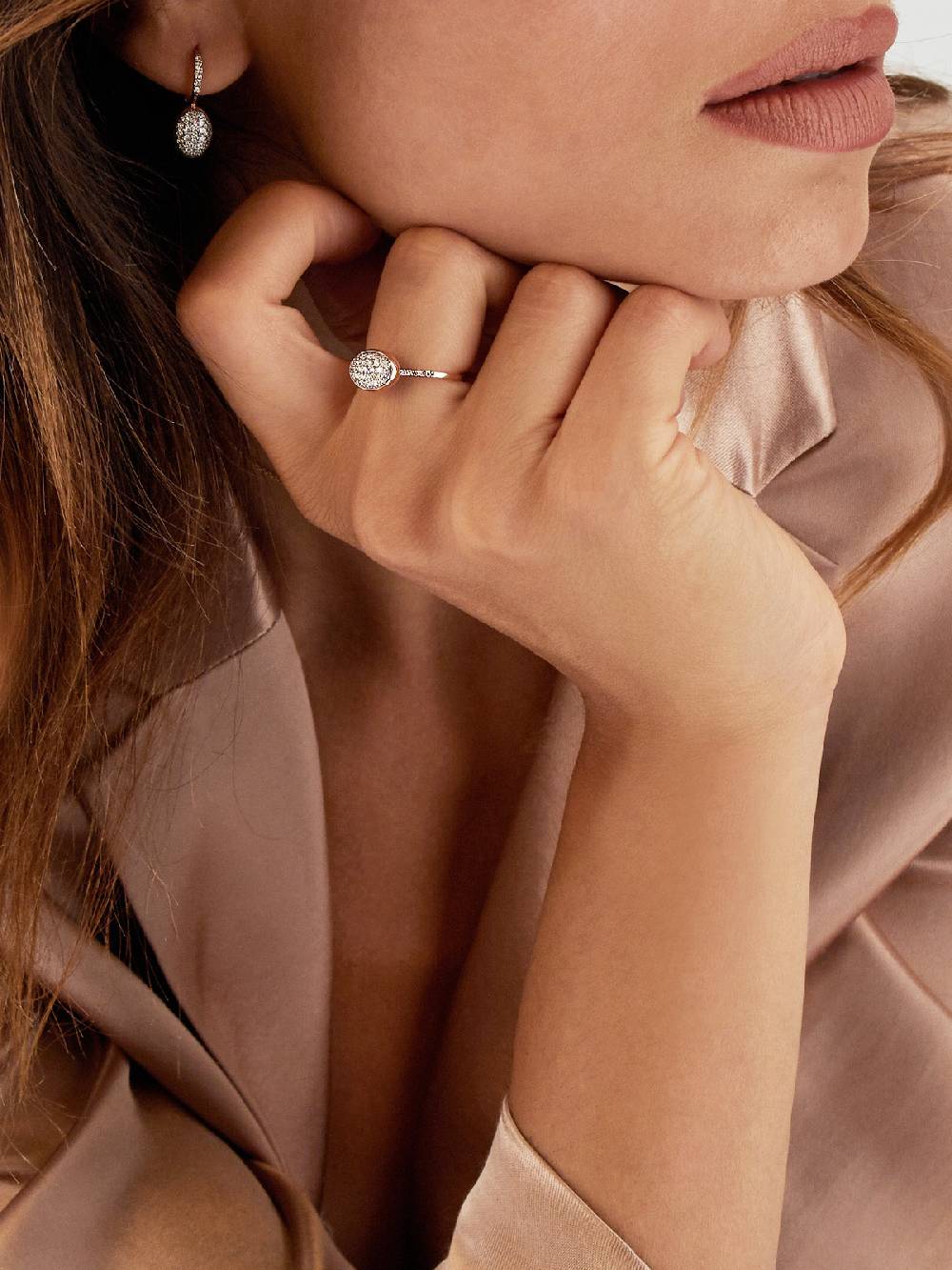 Nanis Anello di fidanzamento "DANCING ÉLITE" romantico in oro rosa e diamant – Nanis Italian Jewels Nuovo