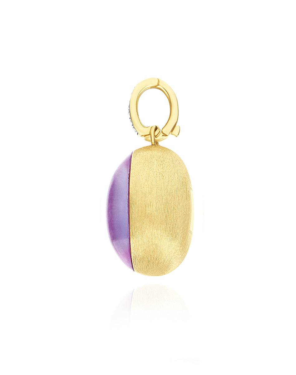 Nanis Charm Violetta "Boules" in oro inciso, diamanti, lepidolite e madreper – Nanis Italian Jewels Presa