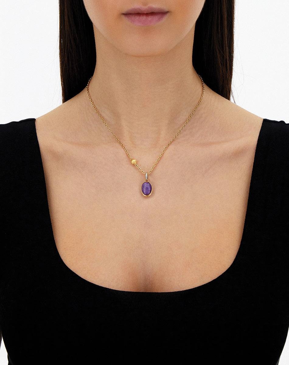 Nanis Charm Violetta "Boules" in oro inciso, diamanti, lepidolite e madreper – Nanis Italian Jewels Sconto