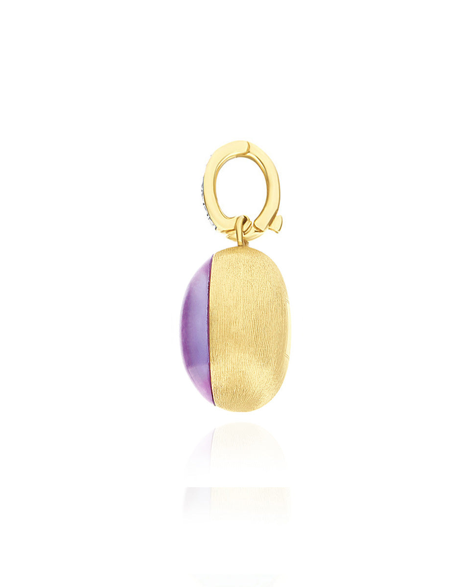 Nanis Charm Violetta "Boules" in oro inciso, diamanti, lepidolite e madreper – Nanis Italian Jewels Sconto