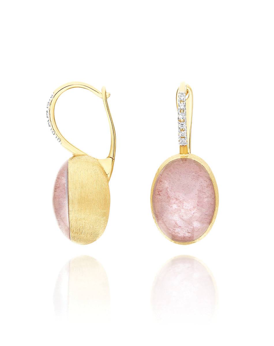 Nanis Orecchini Ciliegine Rosolio "Boules" in oro inciso, diamanti, cristall – Nanis Italian Jewels Negozio