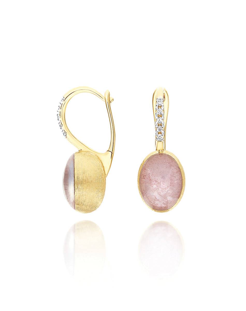 Nanis Orecchini Ciliegine Rosolio "Boules" in oro inciso, diamanti, cristall – Nanis Italian Jewels In Saldo